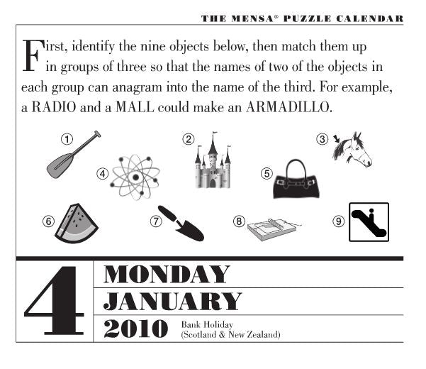 Mensa 365 Brain Puzzlers Page-A-Day Calendar 2010