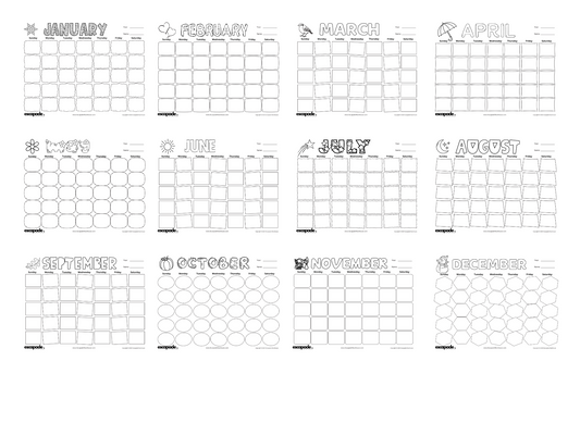 Blank Monthly Calendars