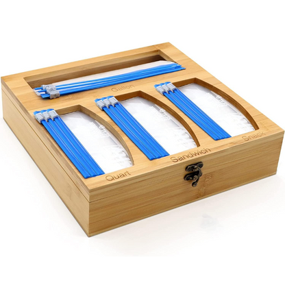 Bamboo Ziplock Bag Storage Organizer