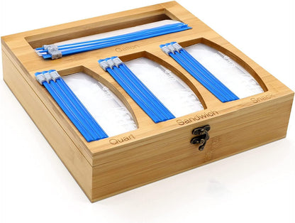 Bamboo Ziplock Bag Storage Organizer