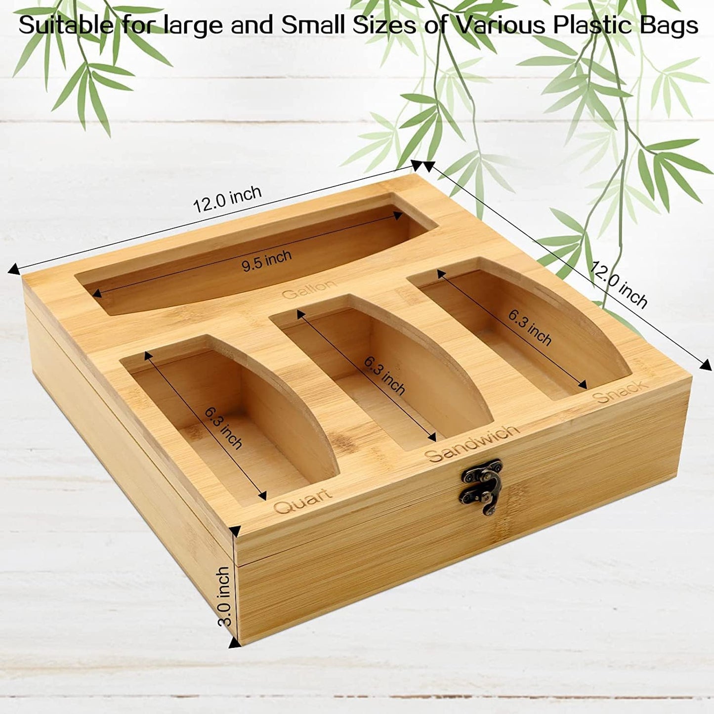 Bamboo Ziplock Bag Storage Organizer