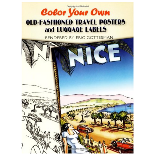 Color Your Own Old-Fashioned Travel Posters and Luggage Labels