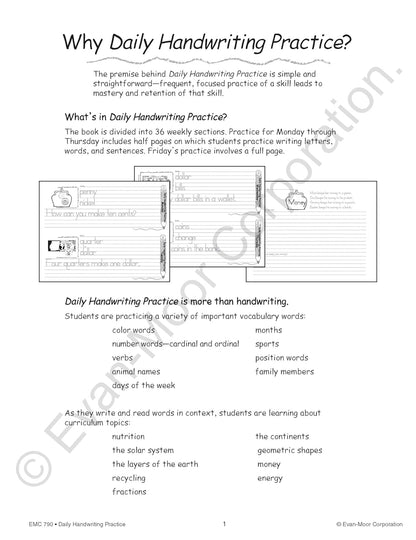 Daily Handwriting Practice, Traditional Manuscript - Teacher's Guide