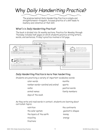 Daily Handwriting Practice, Traditional Manuscript - Teacher's Guide