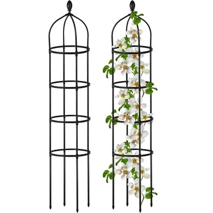 Black Garden Obelisk Trellis for Climbing Plants, 6-foot Coated Metal (NEW)