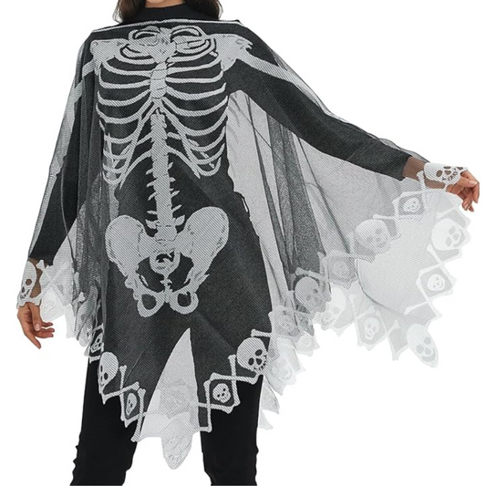 Halloween Costume Skeleton Poncho, One Size Fits All