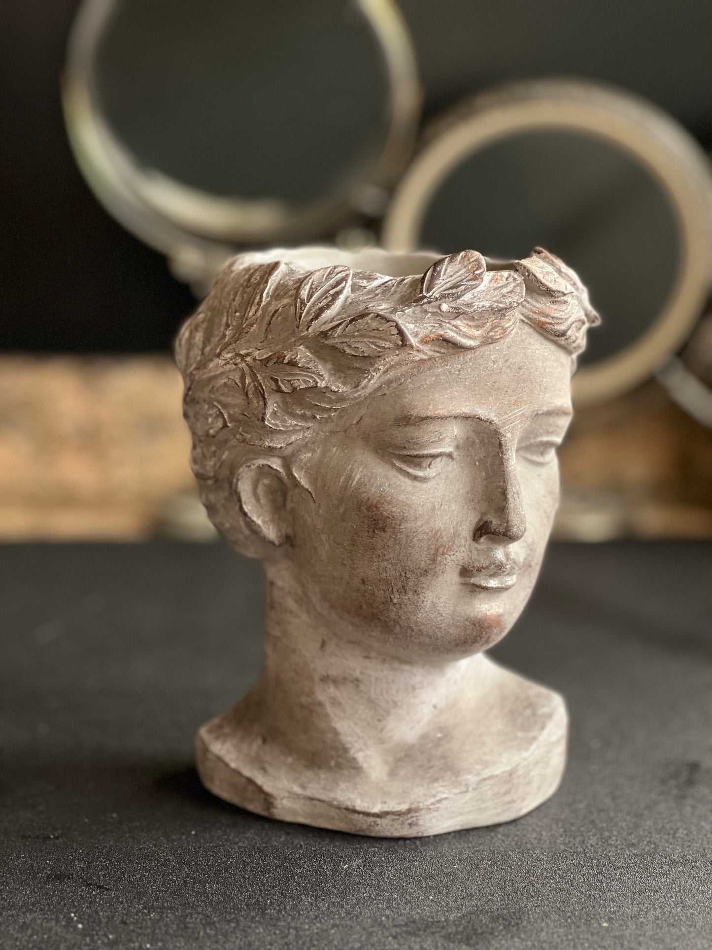 Cement Greco Woman Head / Bust Planter, Small (NEW)