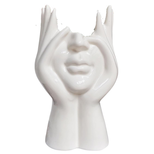 Lady Head Vase / Planter in White Ceramic (NEW)