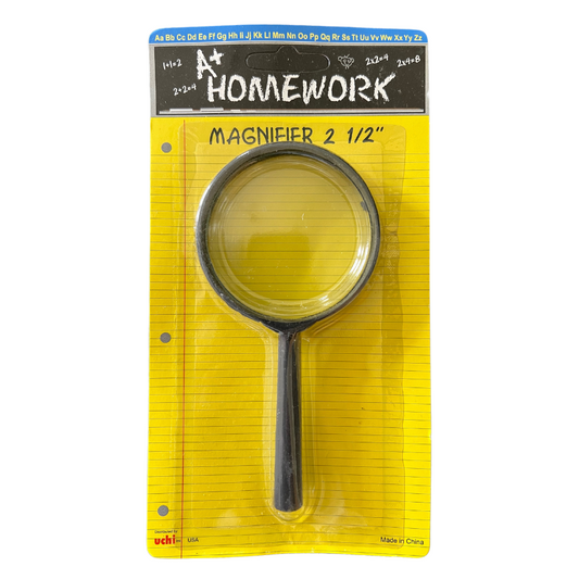 2-1/2" Diameter Round Magnifying Glass, Plastic Lens