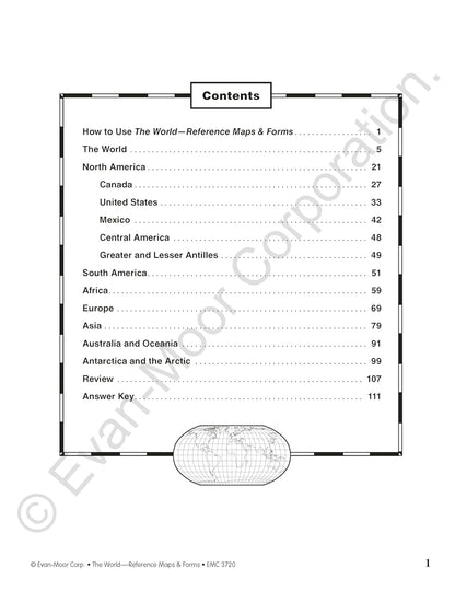 The World, Reference Maps and Forms (Reproducible Resource)