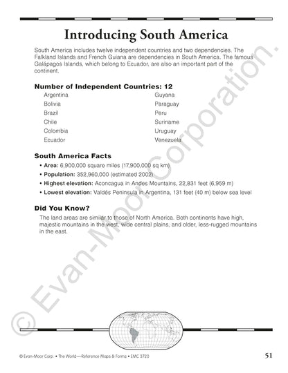 The World, Reference Maps and Forms (Reproducible Resource)