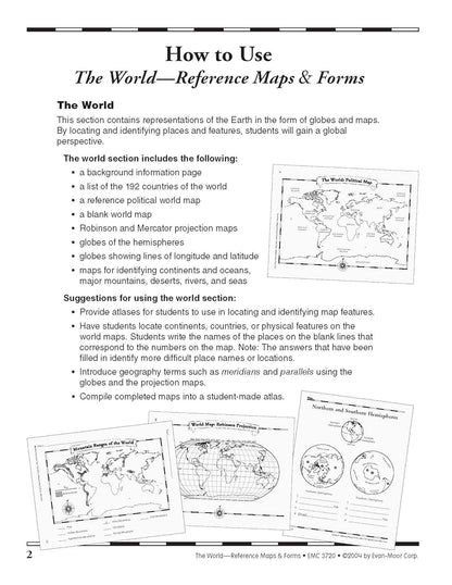 The World, Reference Maps and Forms (Reproducible Resource)