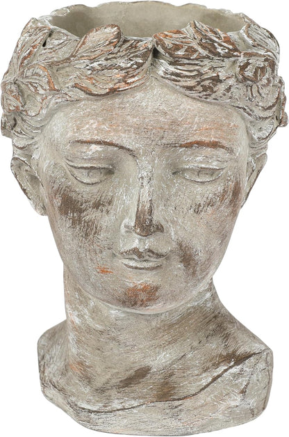 Cement Greco Woman Head / Bust Planter, Small (NEW)