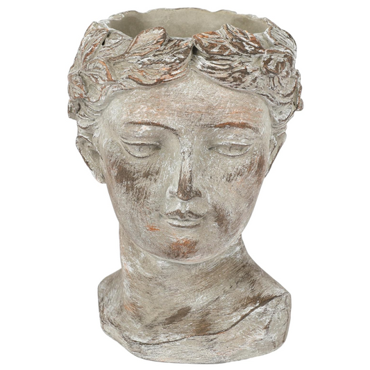 Cement Greco Woman Head / Bust Planter, Small (NEW)