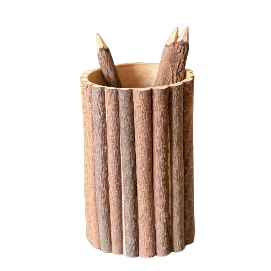 Natural Wood Container - Pencil Holder, Vase, Craft Supply