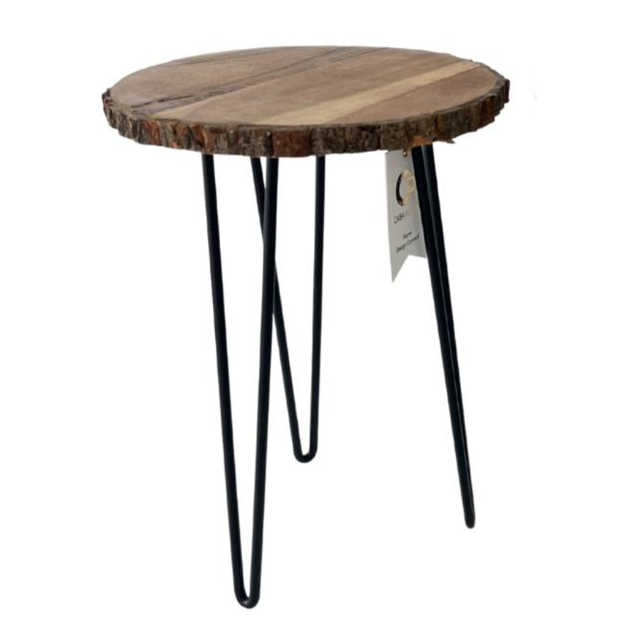 Wood Slab Plant Table with Black Hairpin Legs (NEW)