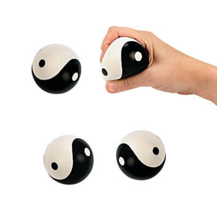 Yin Yang Stress Ball, 2-1/4" diameter in Black and White