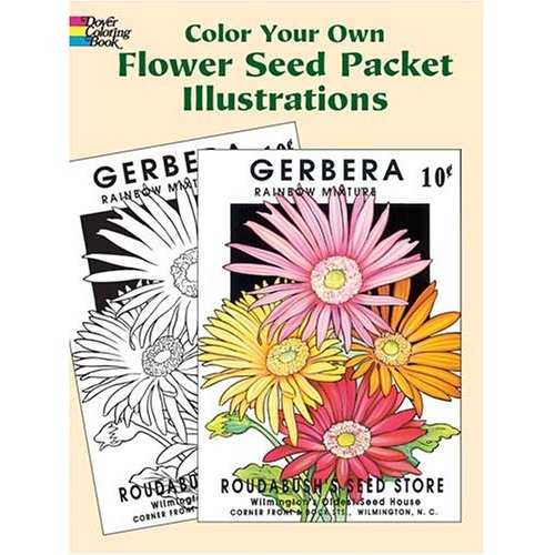 Color Your Own Flower Seed Packet Illustrations