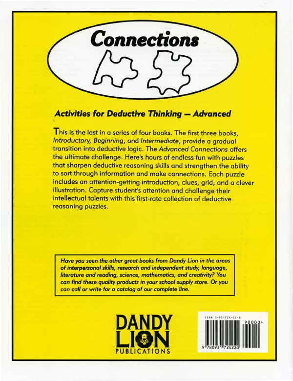 Connections, Activities for Deductive Thinking - Advanced, Book 4, Grades 6-8