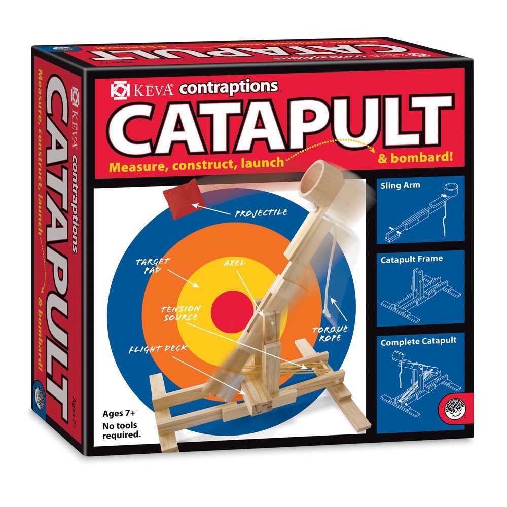 KEVA Contraptions Catapult - Measure, Construct, Launch, and Bombard!